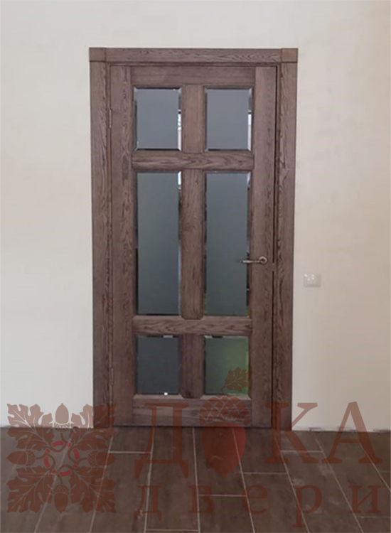 дверь массив дуба Американо-6 стеклянная масловоск вишня дикая Дока Двери