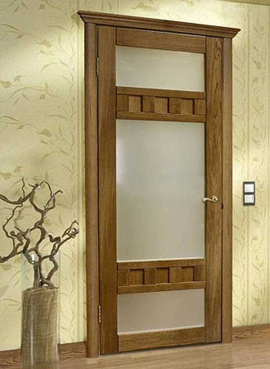 дверь массив дуба Аида со стеклом лак дуб натуральный в интерьере Дока Двери